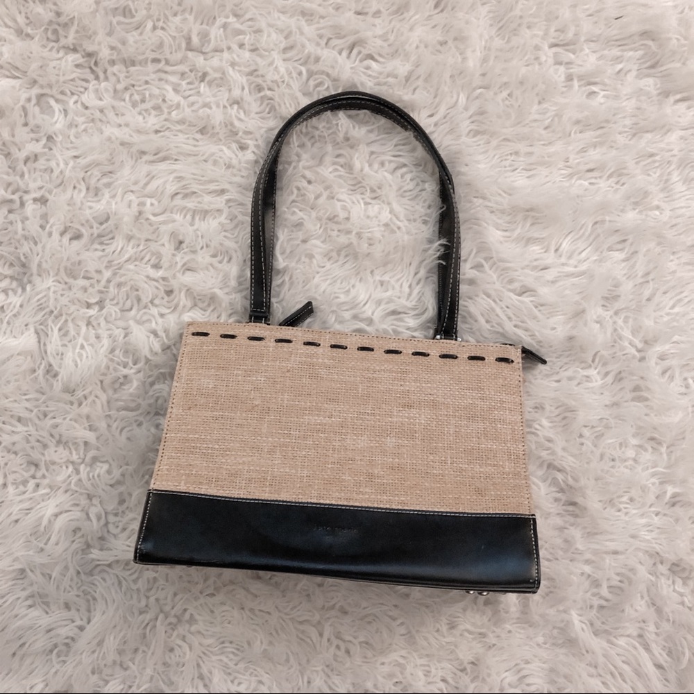 Kate Spade Straw & Black Leather Bag